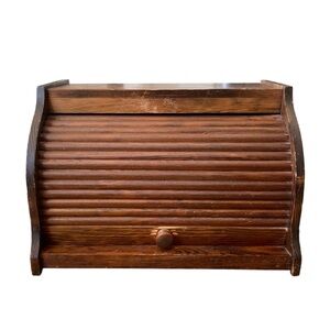 Vintage Handmade Amish Wooden Roll Top Bread Box